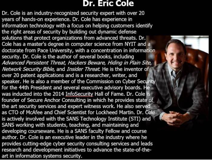 Eric Cole Bio